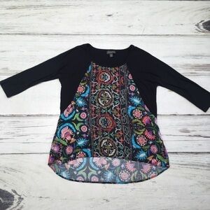 Apropos Top Shirt Boho Print Red Black Medium